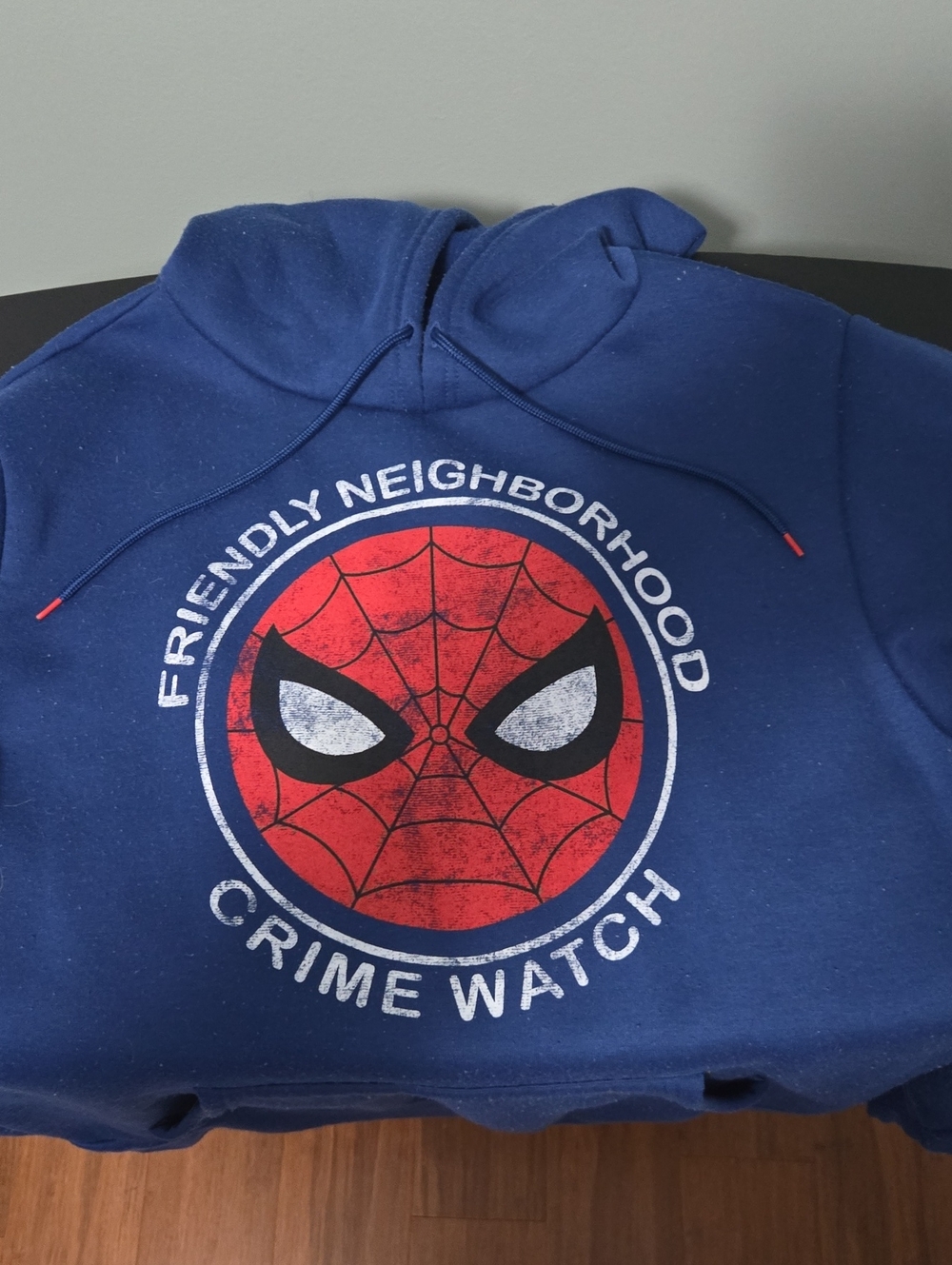 Marvel Blue Hooded Sweatshirt with Red Spider-Man Emblem